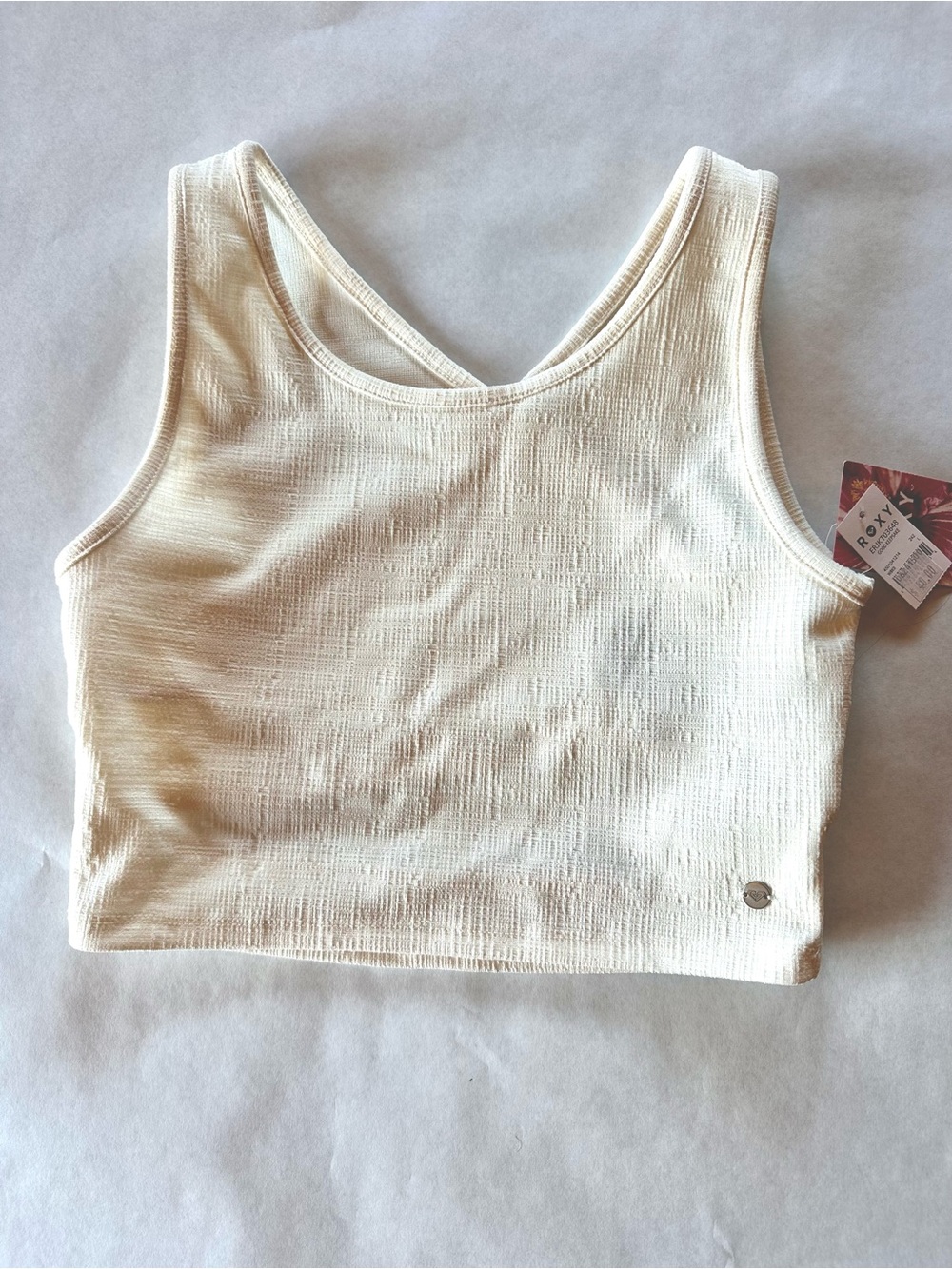 Roxy NWT Cream Ribbed Cross-Back Crop Tank